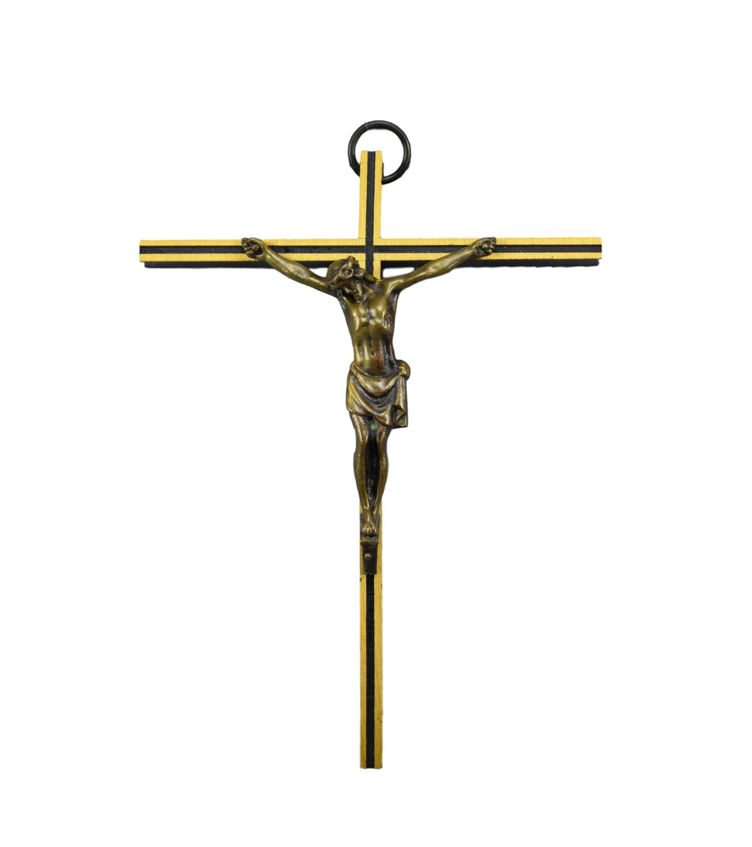 Mid-Century Murale Bronze Croix Crucifix Pour Cadeau de Communion Catholique