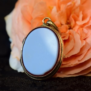 Victorian Onyx Mourning Locket, Antique 19th Century Gold Filled Pendant, Antique French locket