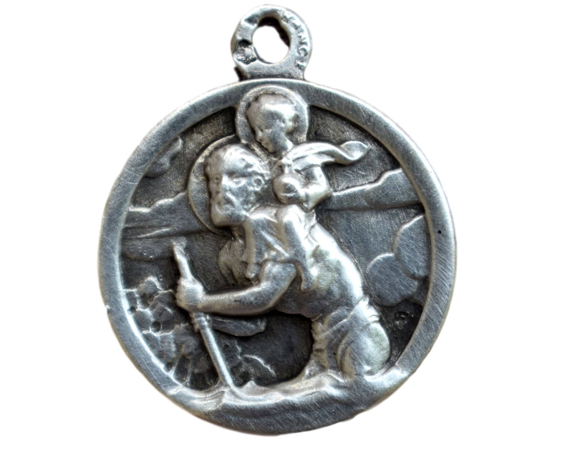 Médaille Saint Christopher - Français Sterling Silver Car Protector Drivers Medal Pendant Charm Patr