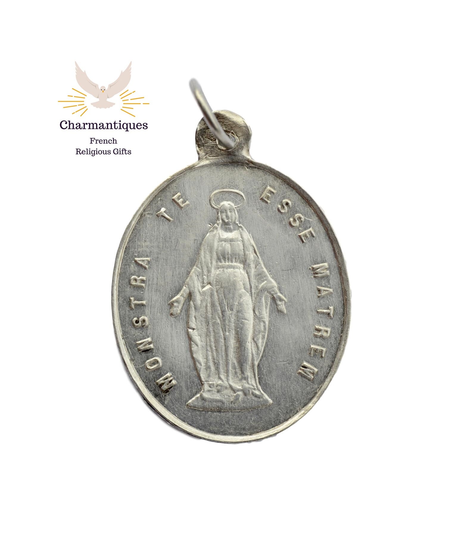 1830 Médaille Miraculeuse, Français Pendentif Religieux Antique Sterling Argent, Vierge Marie Charm,