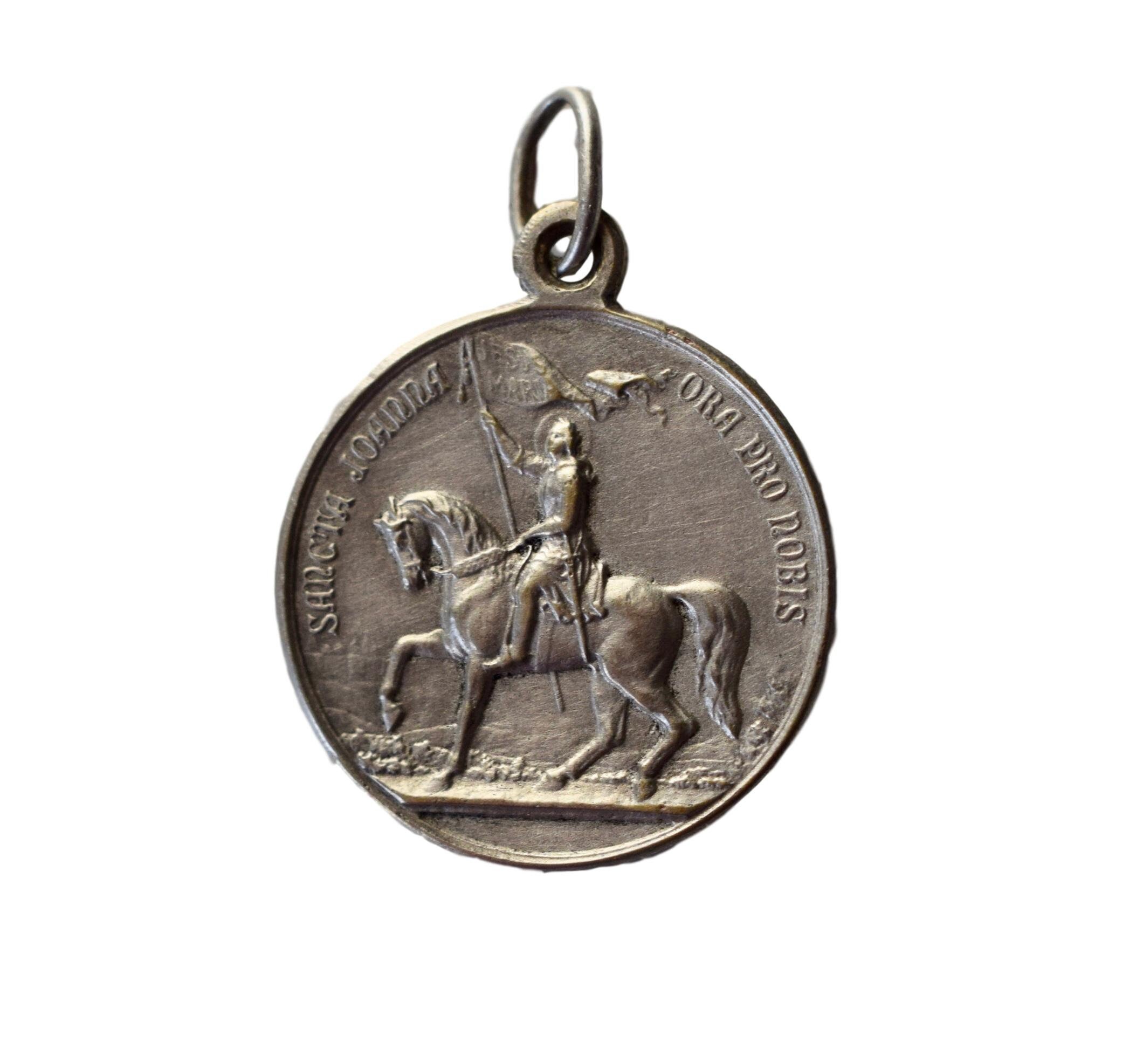 Médaille Du Cheval d'équitation de Sainte Jeanne d'arc, Pendentif Pape Benedictus Xv, Français Charm
