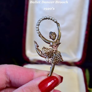 Vintage Ballet Dancer Brooch, French Art Deco Ballerina Pin, Dance Lover Gift, Gift for Her