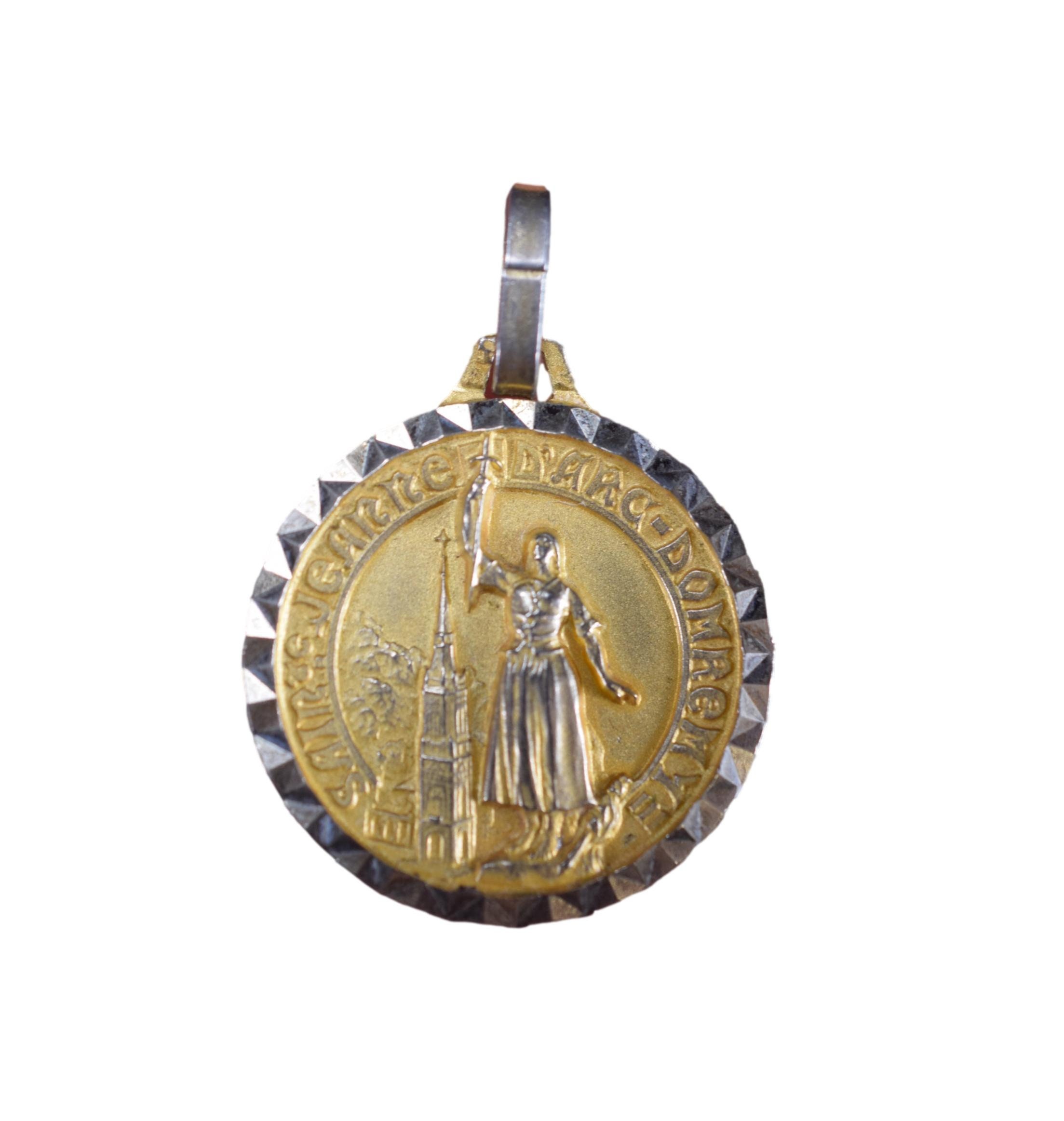 Saint Jeanne d'arc Médaille Plaquée Or Pendentif Domremy