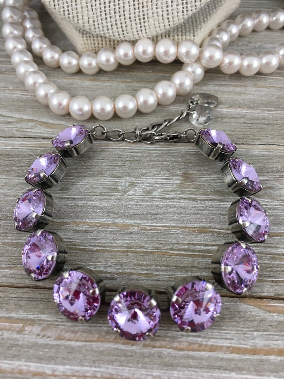 Purple swarovski crystal bracelet deals