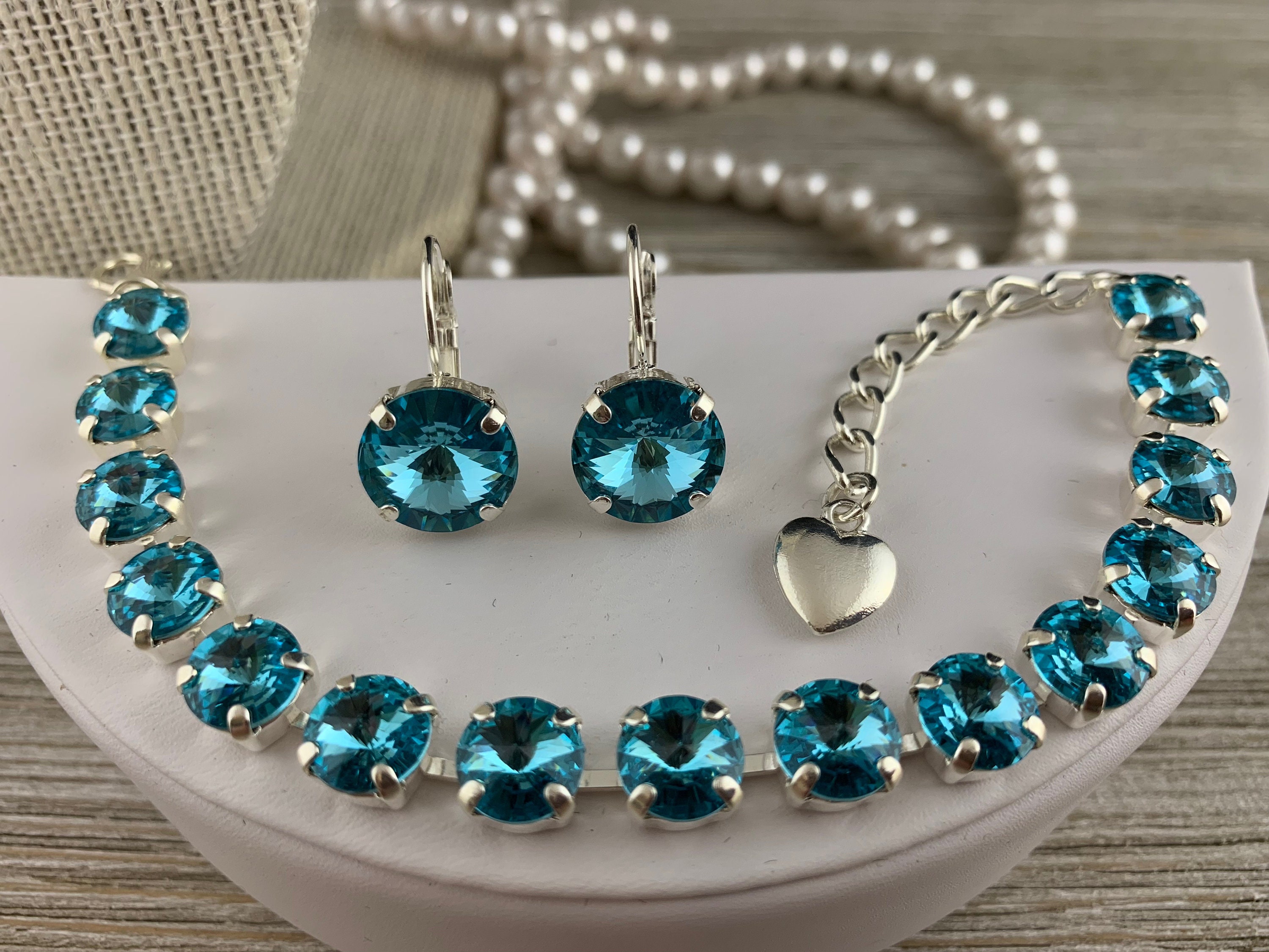 Lisa Marie Jewelry Swarovski Crystal Bracelet - Aqua Combo