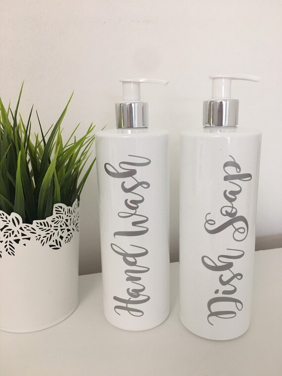 Reusable soap dispenser Set of 2 Hinch Inspired White Bathroom Pump Bottles