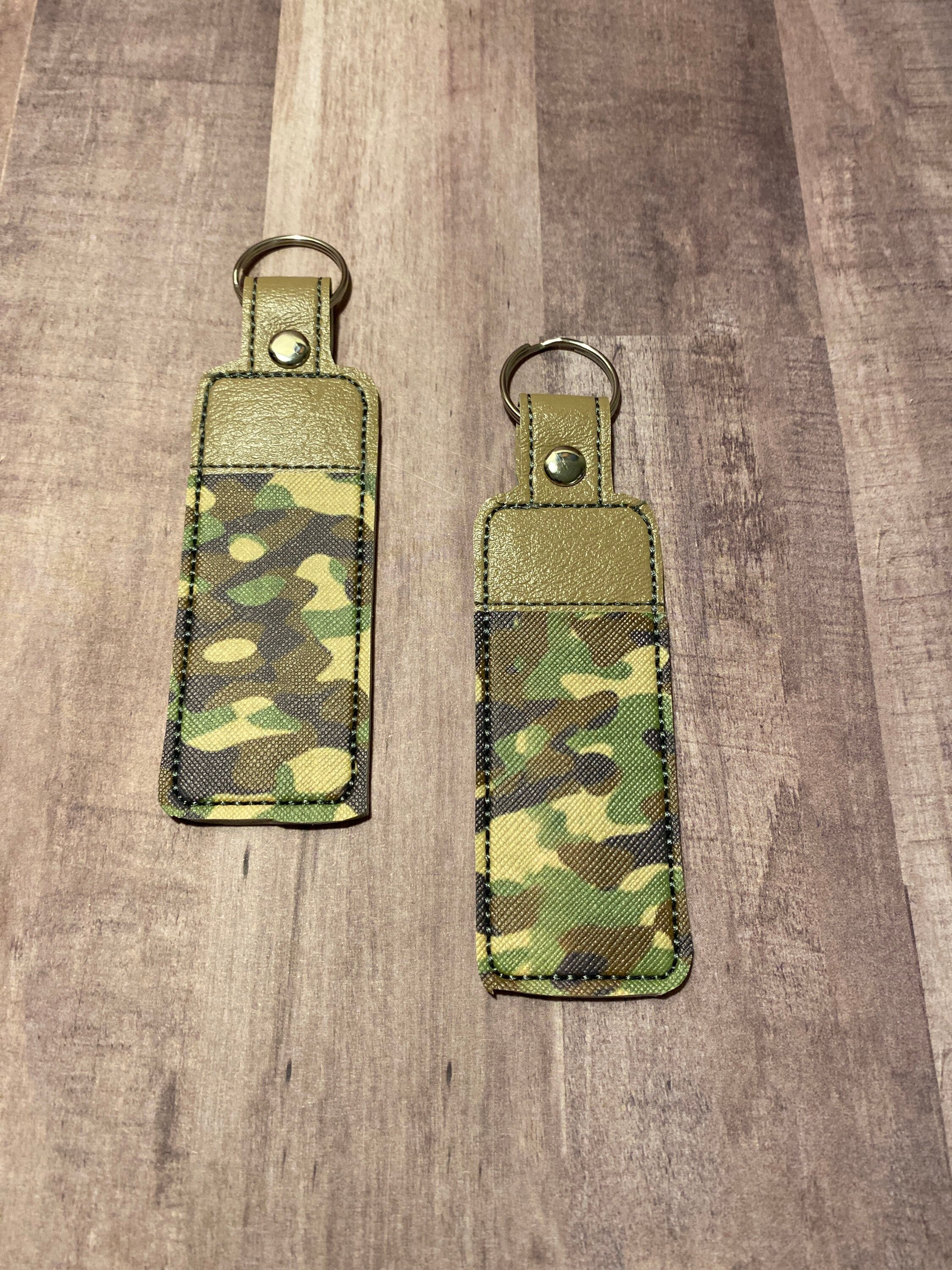camo print vinyl chapstick holder keychain etsy
