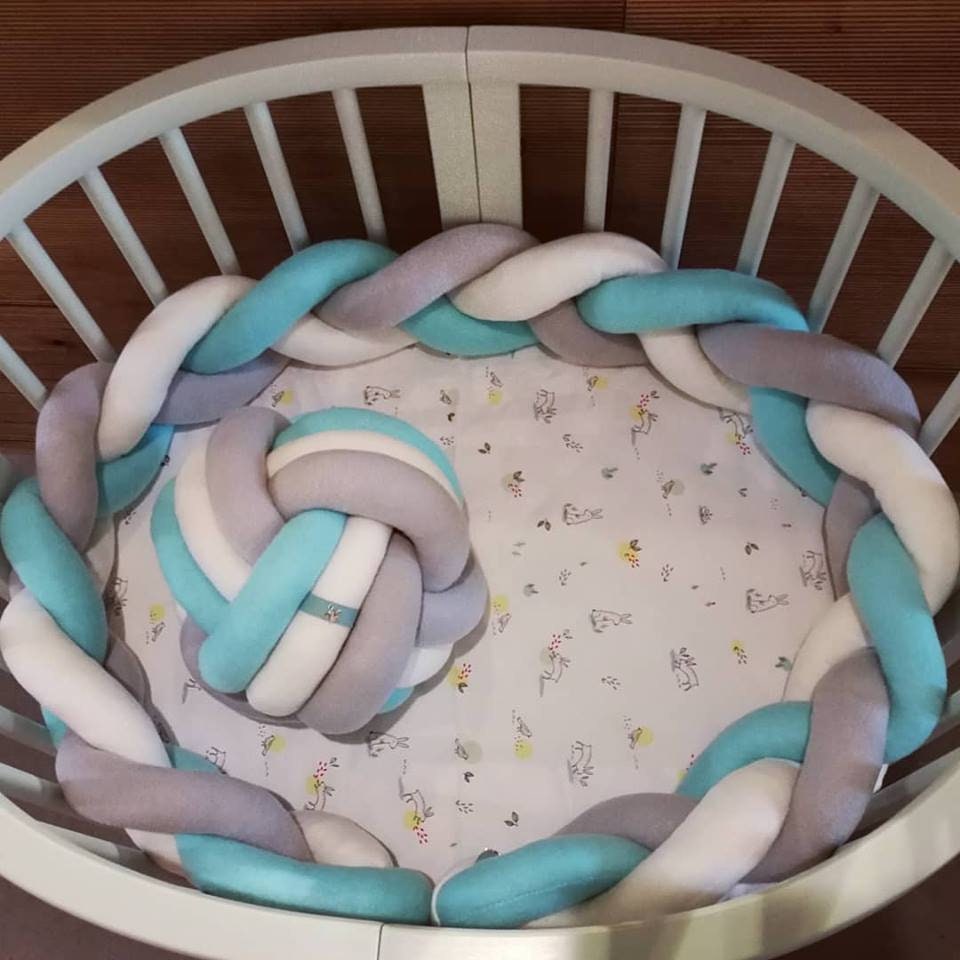 Braided Crib Bumper Crib Bedding Baby Shower Nursery Safety