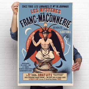 Les Mysteres De La Franc-Maconnerie Poster - Leo Taxil - 1895 - Freemason, Masonic, Baphomet, Occult, Satan, Lucifer, Secret Society