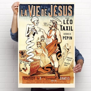 La Vie de Jesus (The Amusing Gospel) Poster- Leo Taxil - 1884 - Freemason, Masonic, Baphomet, Occult, Satan, Lucifer, Secret Society