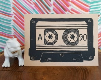 retro cassette tape greeting card. 5x7. nostalgia for 90s kids.