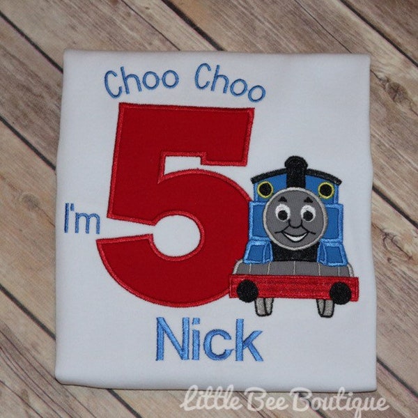 Choo Choo I'm 5 birthday shirt; Thomas the Train birthday shirt; Birthday Shirt; Custom Shirt; Kids train shirt; Train party shirt