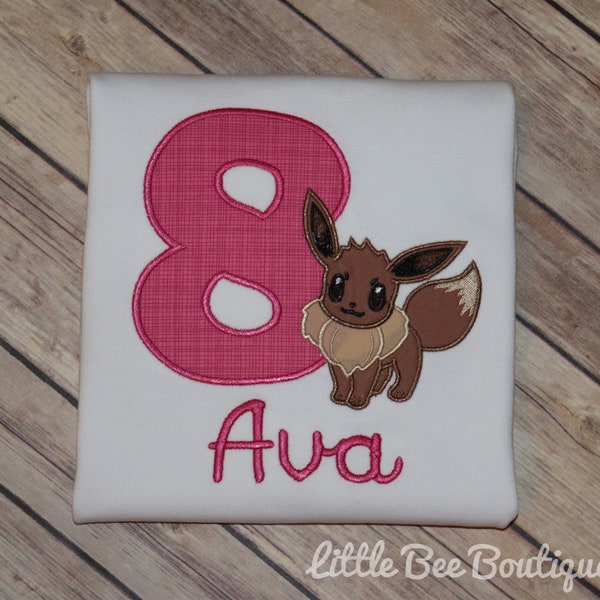 Pokemon Embroidered Birthday Shirt; Birthday Shirt; Custom Shirt; Eevee birthday shirt