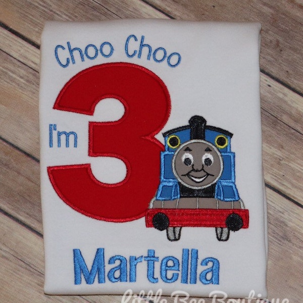Choo Choo I'm 3 birthday shirt; Thomas the Train birthday shirt; Birthday Shirt; Custom Shirt; Kids train shirt; Train party shirt
