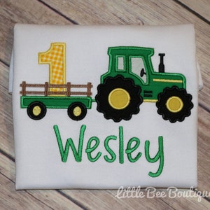 Tractor birthday shirt tractor pulling wagon shirt farm tractor shirt Green tractor image 6