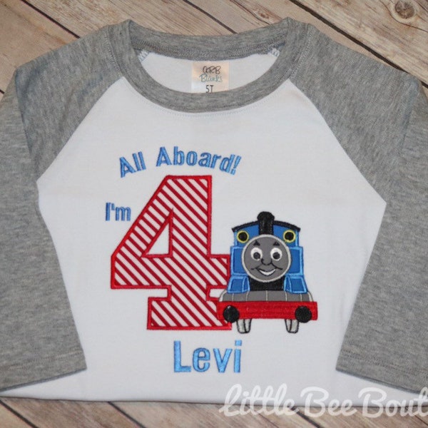 All Aboard birthday shirt; Thomas the Train birthday shirt; Birthday Shirt; Custom Shirt; Kids train shirt; Train party shirt