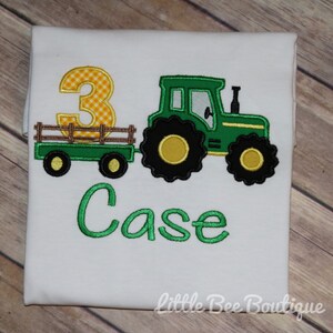 Tractor birthday shirt tractor pulling wagon shirt farm tractor shirt Green tractor image 7