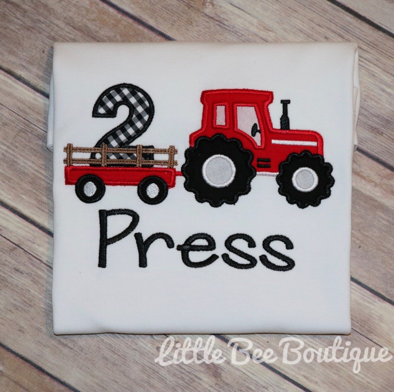 Tractor birthday shirt tractor pulling wagon shirt farm tractor shirt Green tractor image 3