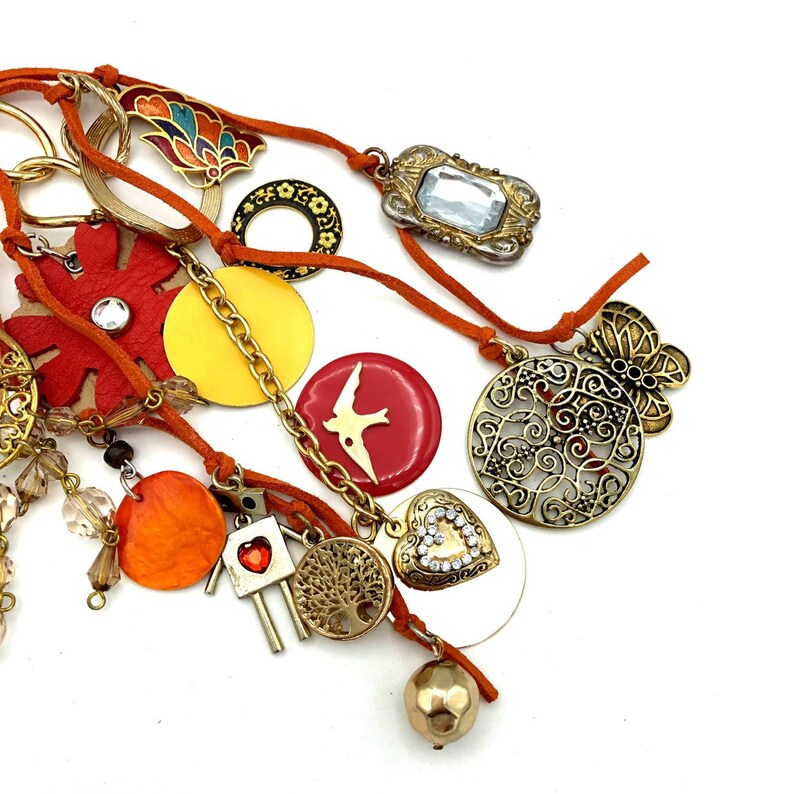 Orange Boho Bag Charm Purse Jewelry Bag Accessory Made With Etsy