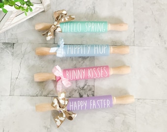 Rae Dunn Inspired Mini Rolling Pins, Easter Rolling Pins, Easter Decor, Farmhouse Easter Decor, Rae Dunn Mini Rolling Pins,Tiered Tray Decor