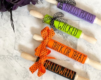 Halloween Mini Rolling Pin,Rae Dunn Inspired mini rolling pin, Tiered Tray Decor,Farmhouse Decor, Halloween Decor, Halloween Rae Dunn