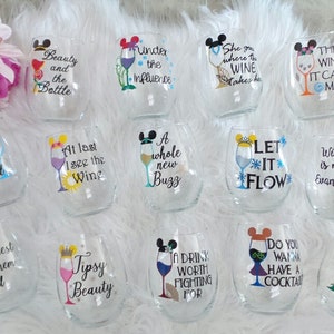 Disney Princess Inspired Wine Glasses,Disney princess wine glass,Disney Bridesmaid Gifts,Disney Wedding,Friend Gift,Disney wine glasses