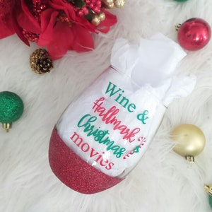 Wine and Hallmark Movies Wine Glass,Hallmark Wine Glass,Christmas Wine Glass, Christmas Gift Exchange, Holiday wine glass,Christmas Gift