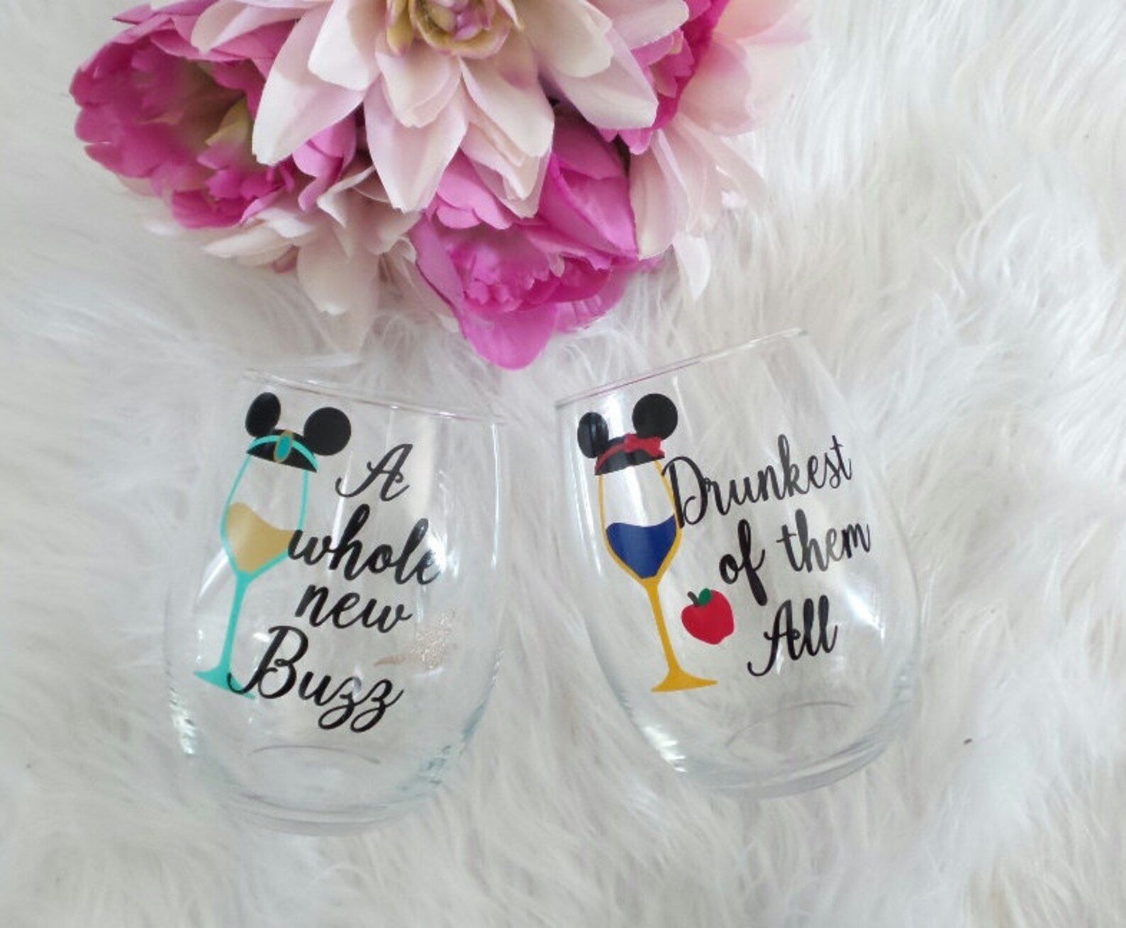 Disney Princess Inspired Wine Glassesdisney Princess Wine Etsy UK