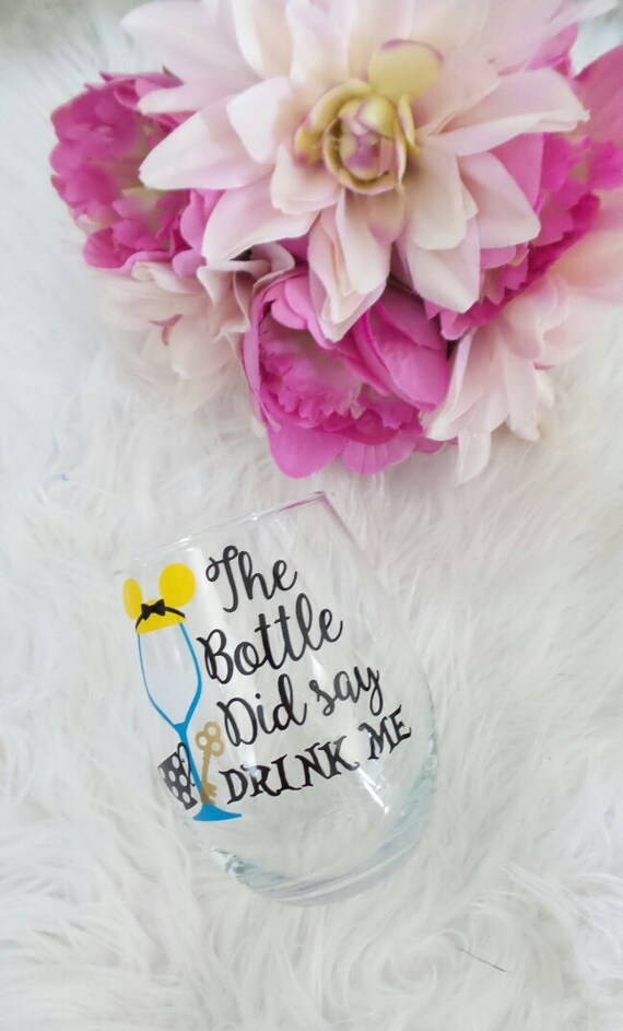 Alice in Wonderland Wine Glass, Disney Inspired Gift for her