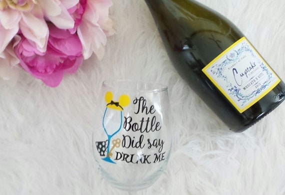Alice in Wonderland Wine Glass, Disney Inspired Gift for her