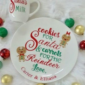 Personalized Santa Plate Set-Santa Plate & Cup Set-Christmas Tradition Plate-Cookies for Santa Plate, Milk For Santa-Christmas Cookie Plate