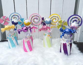 Personalized Candyland Party Decorations, Sweet One Birthday Centerpieces
