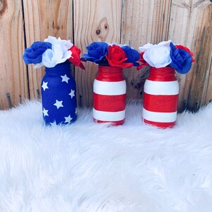 American Flag Mason Jar Set of 3, 4th of July Mason Jar Set, USA Mason ...