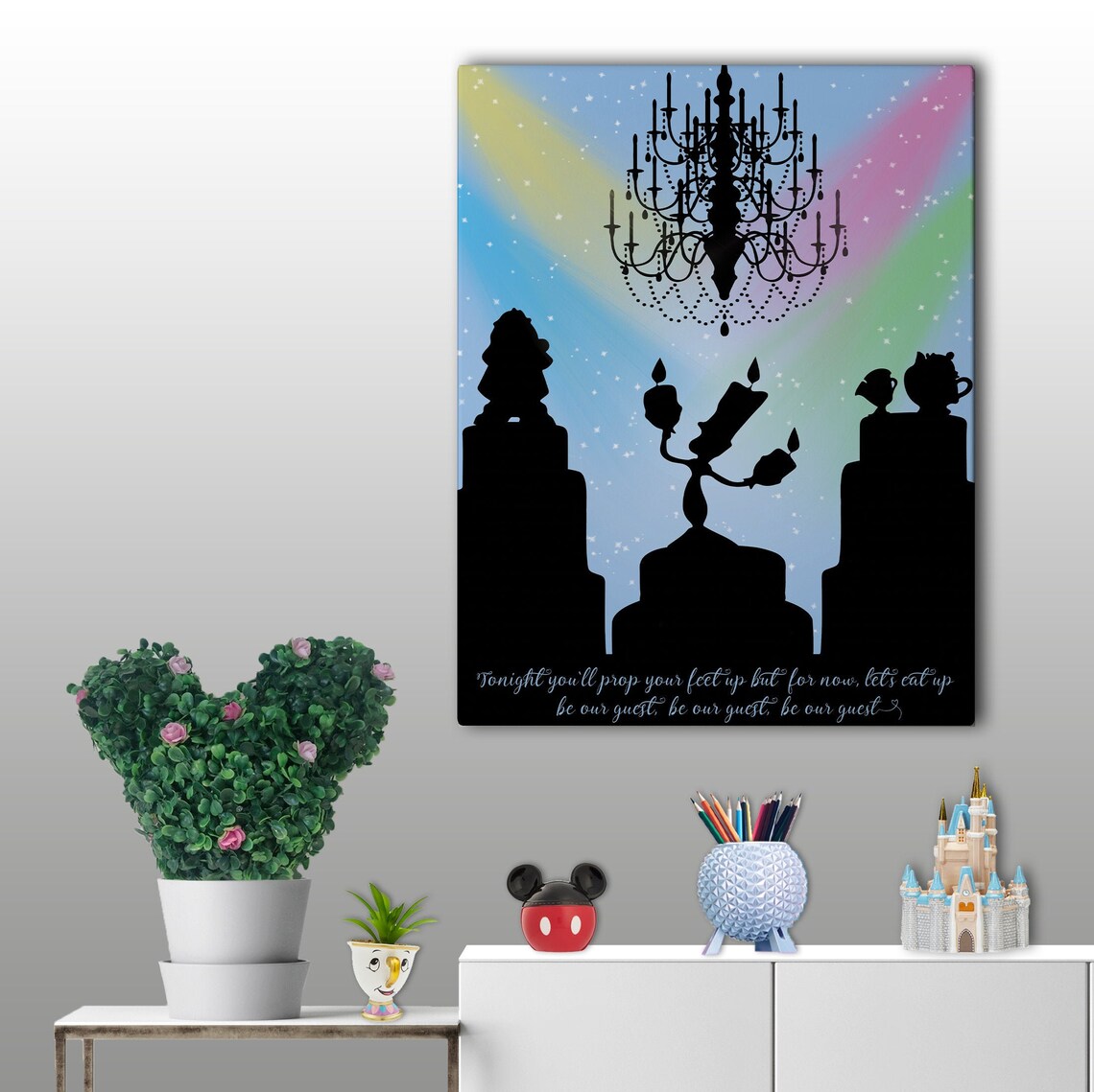 Disney Be Our Guest Silhouette Canvas Print Etsy