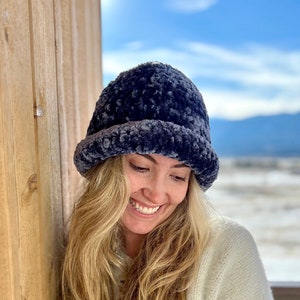 Ultra Thick and Velvety Bucket Hat - Crocheted Fuzzy Winter Bucket Hat - Women&#39;s Soft Bulky Winter Hat - Crocheted Warm and Plush Bucket Hat