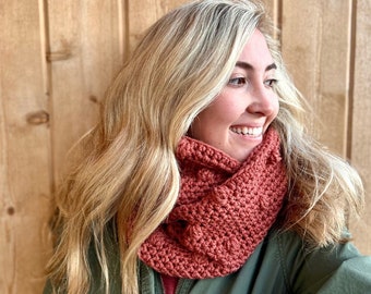 Crocheted Bulky Dotted Infinity Neck Cowl - Women's Neck Cowl Accessory - Solid Color Infinity Scarf - Chunky All Season Neck Cowl Layer