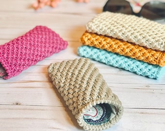 Jolie pochette à lunettes souple au crochet - Étui à lunettes de soleil - Protection à lunettes - Étui à lunettes - Pochette à lunettes de soleil au crochet - Petite pochette au crochet -