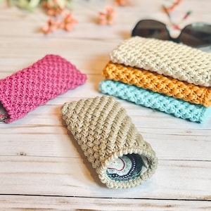Grazioso astuccio morbido per occhiali all'uncinetto - Custodia per occhiali da sole - Protezione per occhiali - Custodia per occhiali - Astuccio per occhiali da sole all'uncinetto - Piccolo astuccio all'uncinetto -