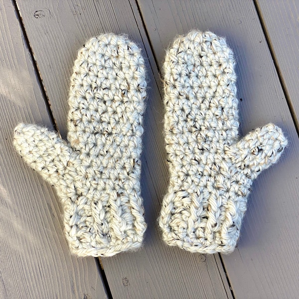 Chunky Crocheted Winter Mittens - Soft and Thick Crocheted Mittens - Women's Cuffed Winter Mittens - Gift Idea for Her - Winter Wear