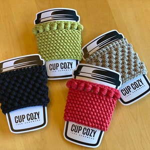 Coffee Cup Cozy - Reusable Crocheted Cup Cozy - Coffee Cup Sleeve - Hot or Cold Drink Sleeve - Coffee Lover Gift - Crocheted Tea Cup Cozy