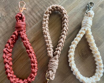 Crocheted Chunky Wristlet Keychain, Polypropylene Cord, Lobster Claw Bag Accessory