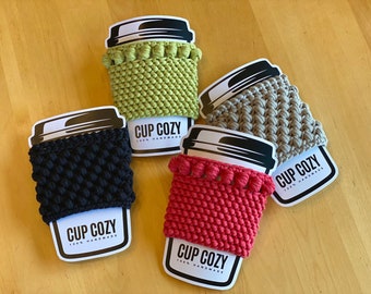 Coffee Cup Cozy - Reusable Crocheted Cup Cozy - Coffee Cup Sleeve - Hot or Cold Drink Sleeve - Coffee Lover Gift - Crocheted Tea Cup Cozy