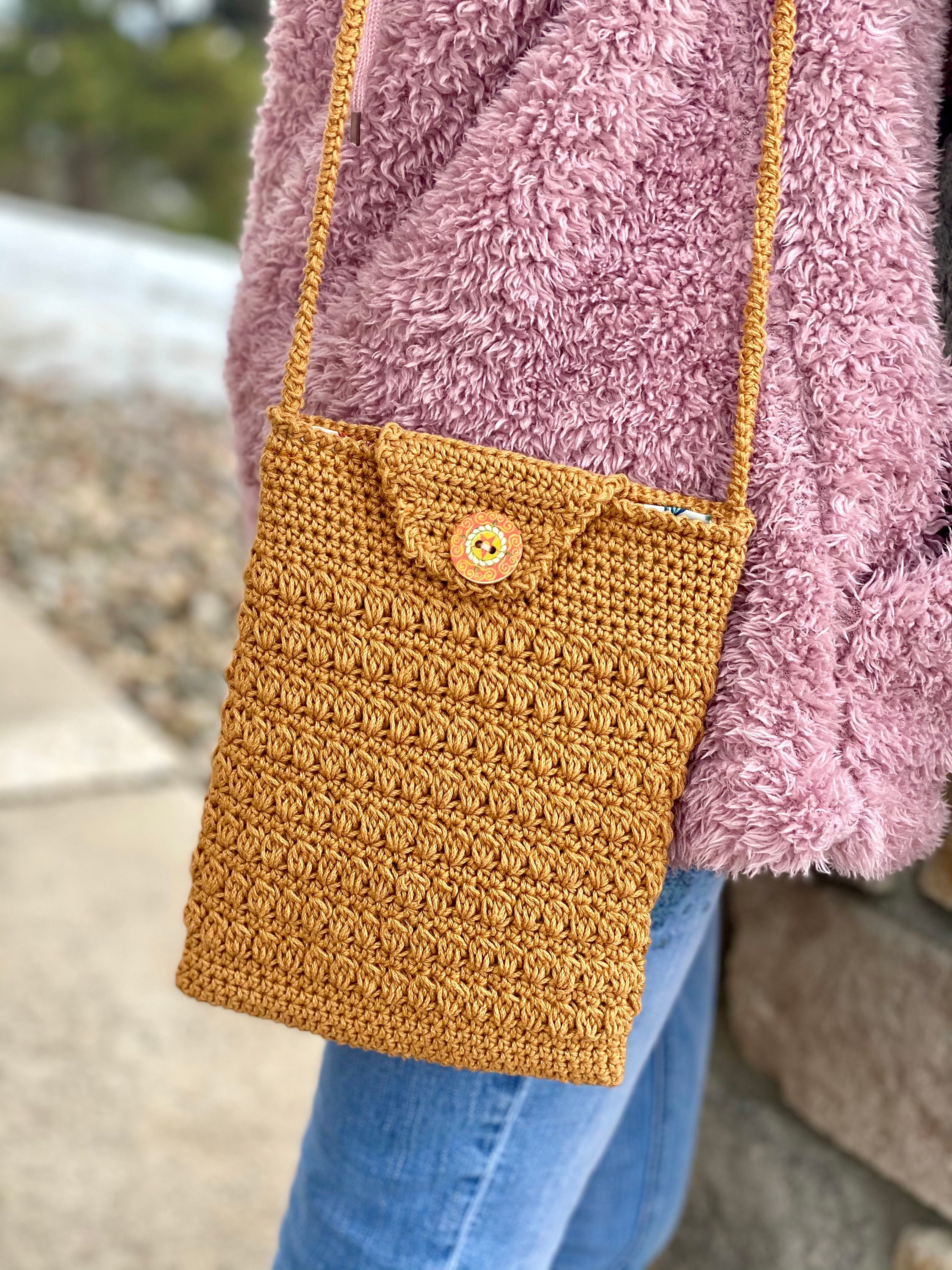 Small Crocheted Shoulder Bag Summer Purse With Long Strap 