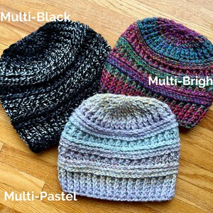 Textured Crocheted Multicolor Winter Beanie Hat Women's Crochet Beanie Hat Colorful Winter Beanie Multi-colored Winter Cap Winter Wear image 8