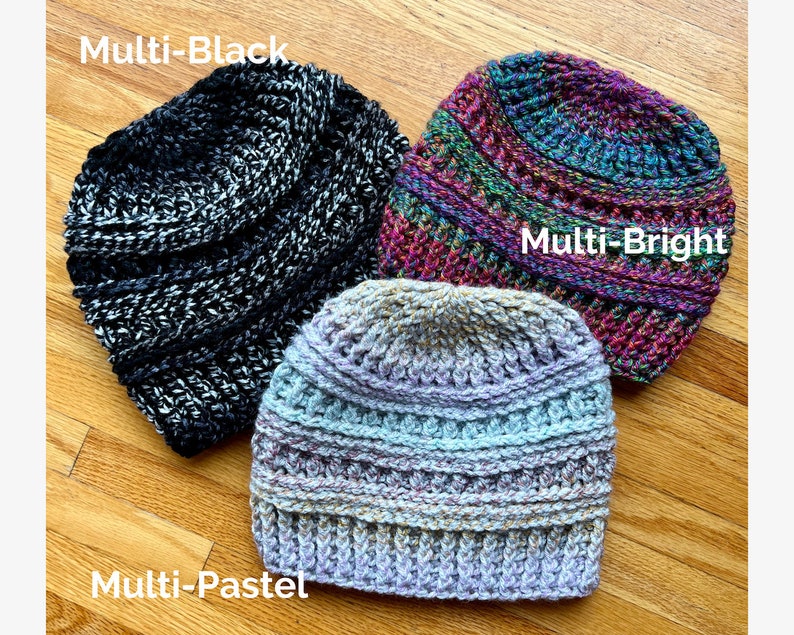 Textured Crocheted Multicolor Winter Beanie Hat Women's Crochet Beanie Hat Colorful Winter Beanie Multi-colored Winter Cap Winter Wear image 8