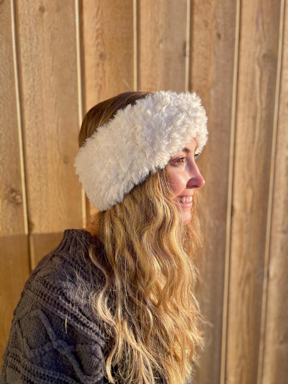 Faux Fur Headband – Furry Winter Ear Warmer – L Size WMTBSRSW Faux Fur Headband for Women Elastic Fuzzy Thick  main image 4