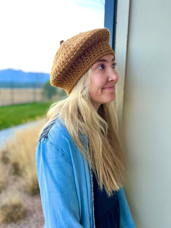 Crochet Rib Beret - Acrylic Wool Blend, Classic Beret Hat Crochet Ribbed Beret: Unisex Acrylic Tam With Adjustable Fit  main image 2