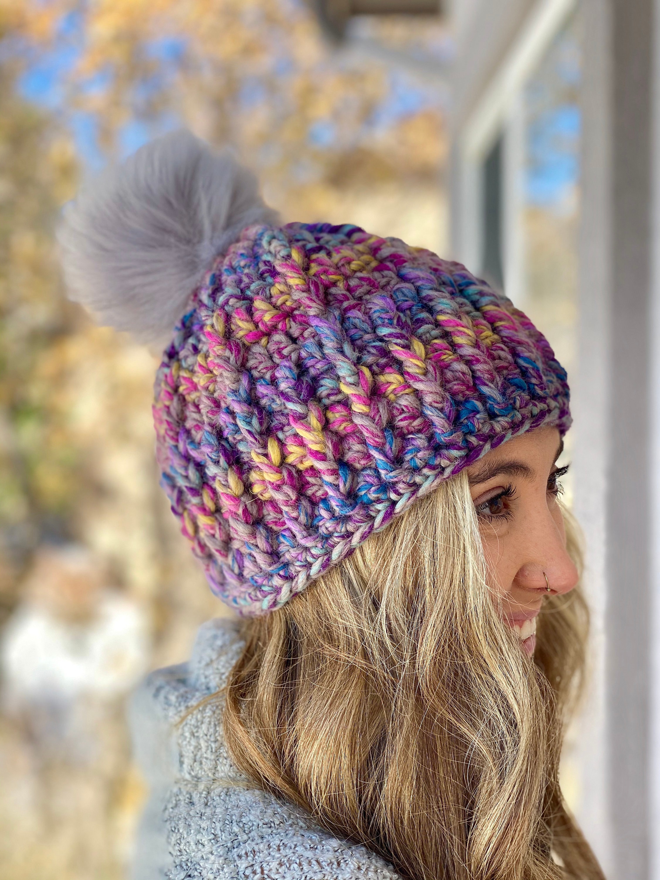 bobble hat with removable pom pom