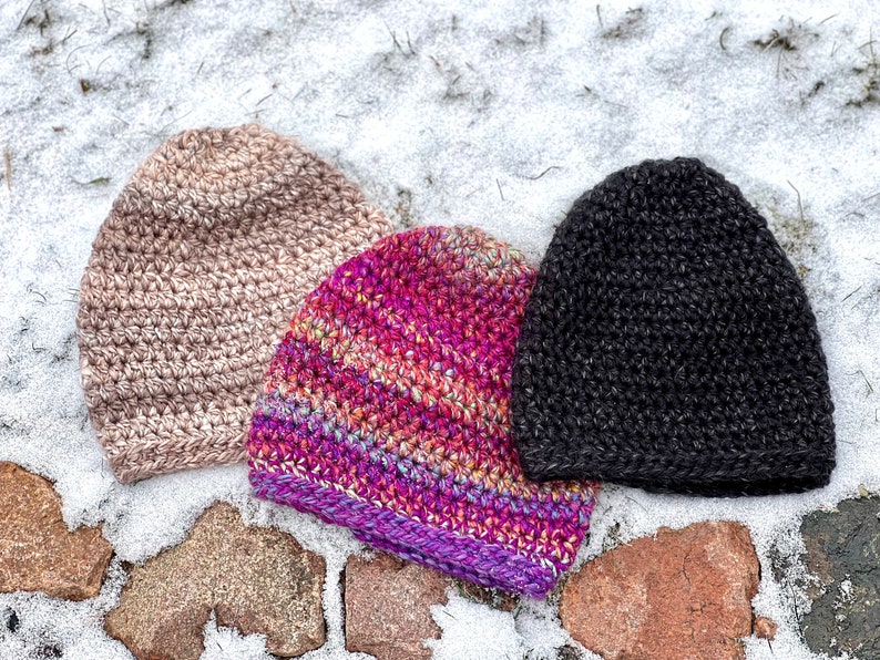 Matching Crocheted Bulky Brimless Slouch Hat and Mittens Set Thick Winter Hat and Mittens Set Slouchy Winter Hat Classic Winter Mittens image 5