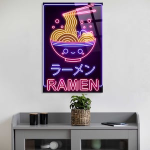 V1Tech Plexi Glass Wall Art - Neon Inspired - Ramen - Shatter Resistant - Glossy - LED Reactive Prints - Unique Designs by Artist: DonnieArt